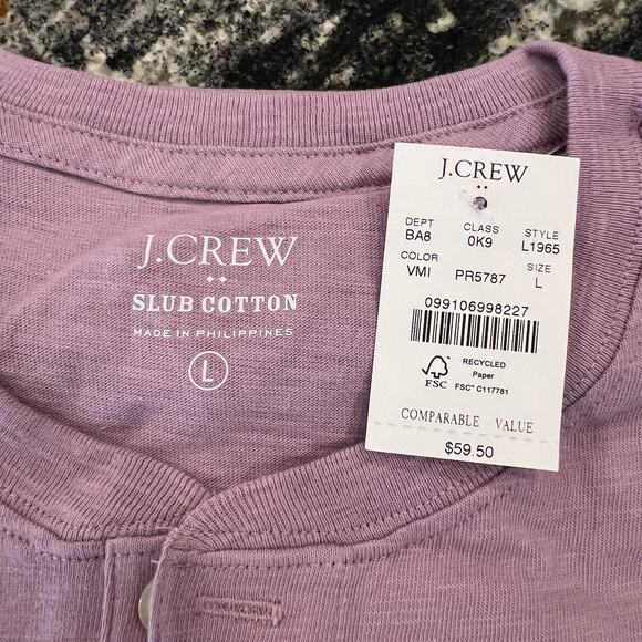 NWT J. Crew Men's Violet Mist Purple Short-Sleeve Slub Cotton Henley - Picture 5 of 9